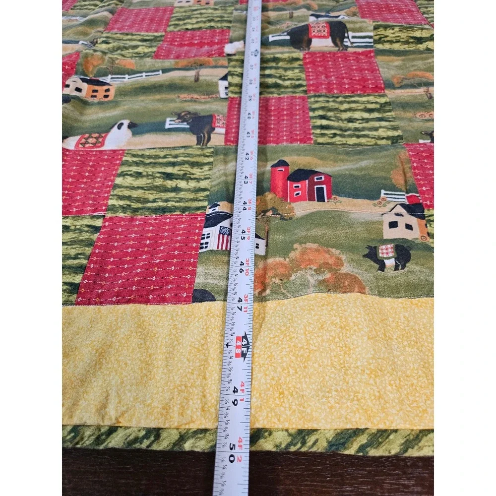 Farmhouse Patchwork Quilt 41x50 Multicolor Excellent Rustic Barn